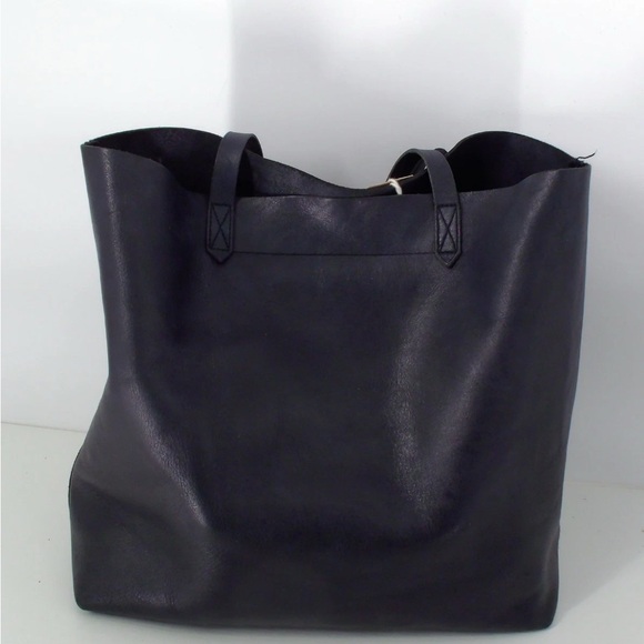 Madewell The Essential Tote Bag Black Leather Shoulder Office Work Minimalist - Picture 5 of 14